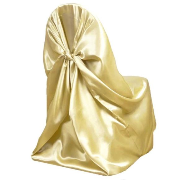 Champagne Universal Satin 300 Chair Cover - Picture 3 of 3